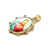 Rack Plating Brass Micro Pave Cubic Zirconia Glue Photographic Paper Pendants KK-D343-04G-2
