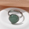 Half Round Natural Green Aventurine Finger Rings X-RJEW-M062-01P-21-4