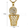 Basketball & Net Frame Zinc Alloy Crystal Rhinestone Pendant Necklaces FS-WGB623B-01-3