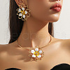 Flower Alloy Enamel Pendant Collar & Stud Earrings Sets FS-WGCE290-01-2