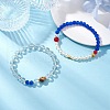 1Pcs Crystal Glass Round Beads Stretch Bracelets & 1Pcs Round Glass with ABS Plastic Imitation Pearl Beaded Strech Bracelets for Women BJEW-JB11733-1