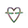 Ion Plating(IP) Rainbow Color 304 Stainless Steel Open Heart Cuff Ring for Women RJEW-C025-22M-2