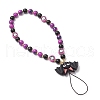 Halloween Round Glass Pearl & Glass & Handmade Polymer Clay Ghost & Silicone Focal Bat Beaded Phone Hand Strap Chains HJEW-MZ00279-4