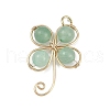 Copper Wire Wrapped Natural Green Aventurine Shamrock Pendants PALLOY-JF02945-02-1
