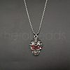 Alloy Ruby Rhinestone Pendant 667 Stainless Steel Chain Necklaces FS-WG7010E-03-1