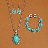 Alloy with Synthetic Turquoise Pendant Necklaces & Link Bracelets & Dangle Earring Sets WGBFEA3-12-1