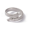 304 Stainless Steel Ring Arowana Fish Wrap Open Cuff Ring for Women RJEW-C045-21P-2