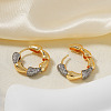 Minimalist Bamboo Brass Clear Cubic Zirconia Hoop Earrings XL2629-2