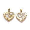 Brass Micro Pave Clear Cubic Zirconia Pendants ZIRC-A011-05G-2