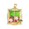 Brass Enamel Pendants KK-U068-12B-03G-1