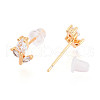 Flowr Brass Micro Pave Clear Cubic Zirconia Stud Earrings EJEW-T047-41G-2