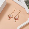 Mother's Day Jewellery Natural Pearl & Glass Teardrop with Flower Dangle Earrings EJEW-TA00222-04-3
