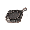 Heart with Oval Brass Pendant Cabochon Settings KK-S521-06RC-2