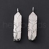 Natural Rose Quartz Copper Wire Wrapped Pointed Pendants G-F733-05H-4