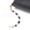 Natural Black Onyx(Dyed & Heated) Chip & Round ABS Plastic Imitation Pearl Bag Extension Chains AJEW-BA00147-01-3