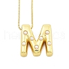 Brass & Plastic Pearl Letter Pendant Box Chain Necklaces for Women NJEW-U017-01G-13-1