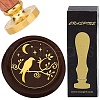 Brass Wax Seal Stamp with Wood Handle AJEW-WH0412-0293-1