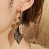 Bohemian Style Leaf Alloy & Wood Pendant Necklaces & Dangle Earrings Sets WG5D754-01-2
