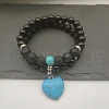 Natural TaiWan Jade Heart Charm Bracelets BP5202-2-1