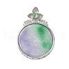 Dyed Natural Myanmar Jade Flower Flat Round Pendants KK-Q050-03A-1