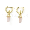 Natural Rose Quartz Hoop Earrings EJEW-P306-01G-07-4
