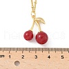Brass Resin Fruit Cherry Pendant Satellite Chain Necklaces for Women NJEW-D306-02G-B-3