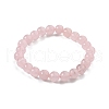 Natural Rose Quartz Bead Stretch Bracelets X-BJEW-K212-B-045-4
