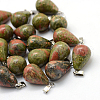 Teardrop Natural Unakite Pendants X-G-Q435-23-1