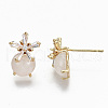 Brass Micro Pave Clear Cubic Zirconia Stud Earrings KK-R117-017-NF-3