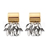 304 Stainless Steel Two Tone Leaf Stud Earrings EJEW-M101-02PG-2