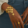 Luxurious Middle Eastern Style Brass Coin Link Finger Ring Bracelets for Women LB7436-3