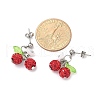Cherry 304 Stainless Steel Handmade Polymer Clay Rhinestone Dangle Stud Earrings EJEW-JE06429-02-4