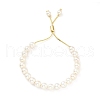 Shell Pearl Beaded Slider Bracelet with Brass Snake Chain X-BJEW-B066-01B-02-5
