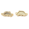 Rack Plating Brass Micro Pave Clear Cubic Zirconia Connector Charms KK-K342-23G-2