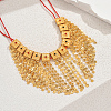 Vintage Brass Geometric Tassel Pendant Statement Bib Necklaces for Women Wedding Party JI8028-4