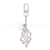 Brass Macrame Pouch Empty Stone Holder Pendant Decoration HJEW-JM03305-03-2