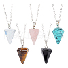 AHADERMAKER 5pcs 5 colors  Glass Imitation Gemstone Cone Pendant Necklaces Set NJEW-GA0001-05-1