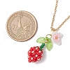 Glass Seed Beaded & Imitation Pearl Flower Pendant 304 Stainless Steel Cable Chain Necklaces for Women NJEW-MZ00115-01-3