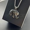 Vintage Punk Stainless Steel Hollow Elephant Pendant Necklaces for Men WB1988-2
