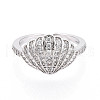 Brass Micro Pave Cubic Zirconia Adjustable Open Cuff Rings for Women RJEW-N051-03P-2
