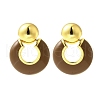 Flat Round Brass Enamel Stud Earrings EJEW-B120-06G-02-2