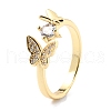 Brass Micro Pave Cubic Zirconia Cuff Ring RJEW-F116-20G-3