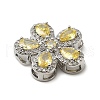 Brass Pave Cubic Zirconia 5-Petal Flower Multi-Strand Links KK-I276-30P-01-2