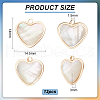BENECREAT 12Pcs Brass Pave White Shell Heart Charms FIND-BC0013-84A-2