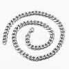 201 Stainless Steel Curb Chain Necklaces & Bracelets Sets SJEW-L186-02P-A-3