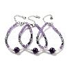 Natural Amethyst Round & Synthetic Non-magnetic Hematite & White Shell Beaded Bracelets for Women BJEW-K251-02F-1