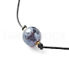 Pearl Luster Plated Round Faceted Natural Agate Pendant Necklace NJEW-JN03657-03-5
