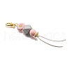 Sunflower Silicone & Natural Wood Beads Pendant Decorations HJEW-JM03080-02-3
