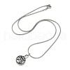 304 Stainless Steel Black Enamel Flat Round Pendant Pet Urn Ashes Necklaces NJEW-S455-09P-4