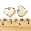 Ion Plating(IP) 304 Stainless Steel Pave Shell Heart Charms FIND-Z028-22G-3